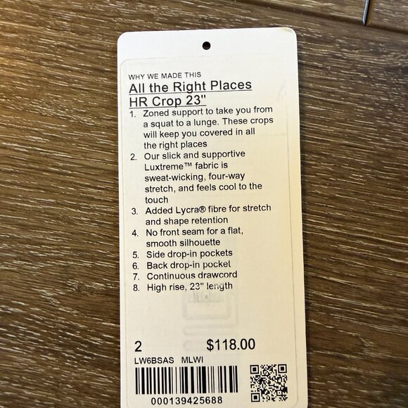 Lululemon All the Right Places HR Crop 23" Mulberry Wine Size 2 - Picture 11 of 11